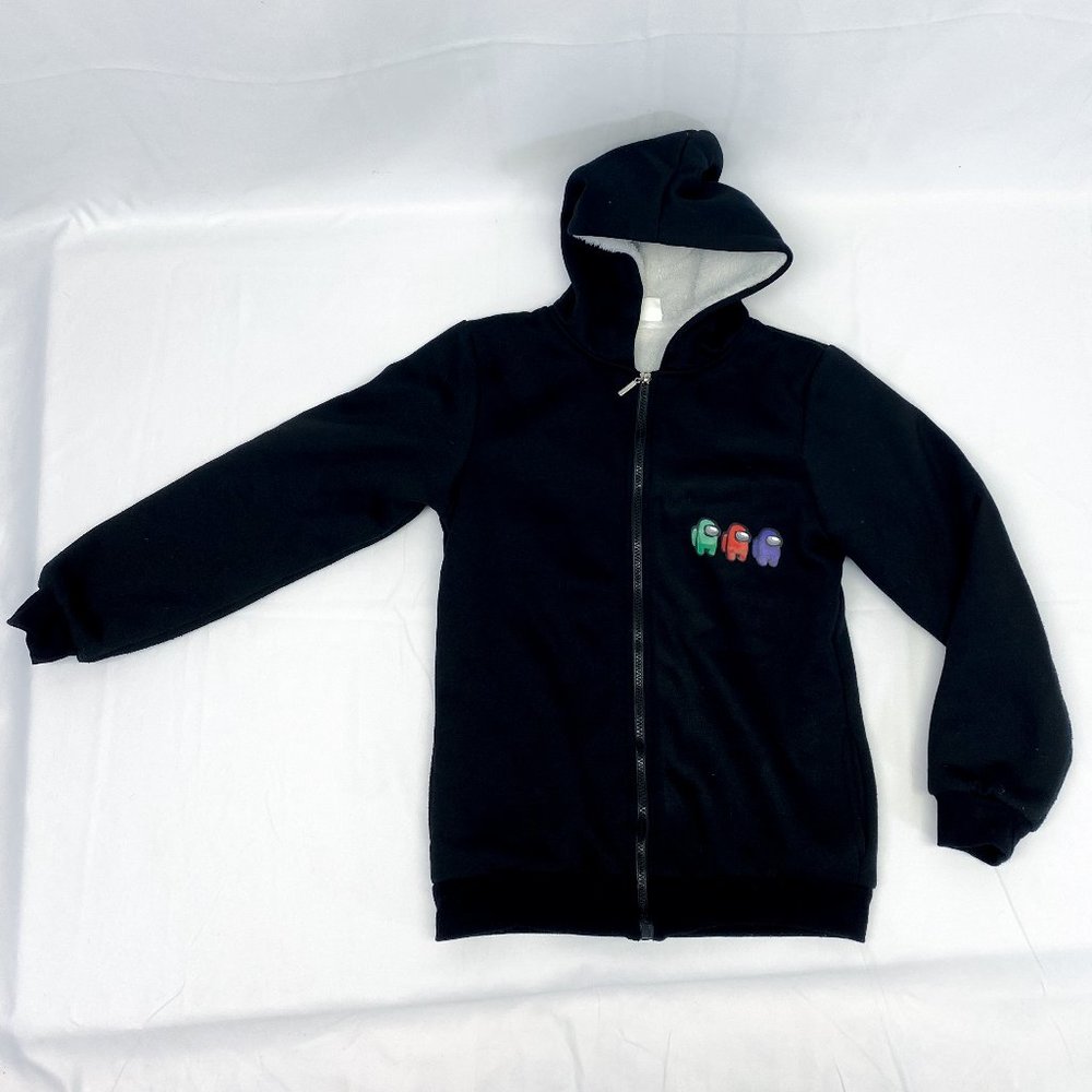 Among Us Sweatshirt Double Lined Black Character Hoodie Imposters Zip Up